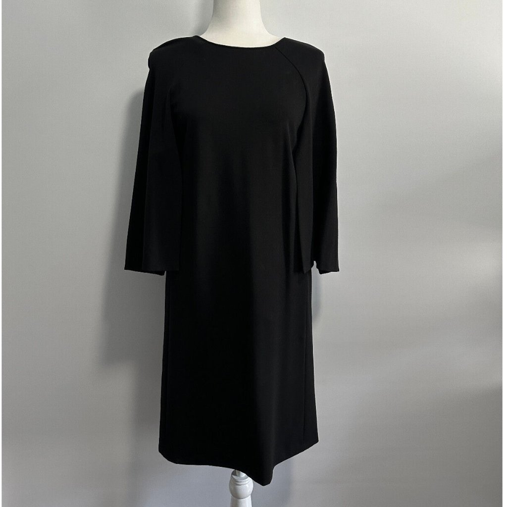 Lafayette 148 Black 3/4 Slit Sleeves Dress Sz S